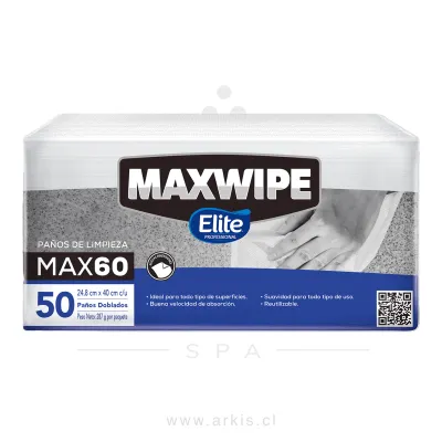 Paño de Limpieza Reutilizable Maxwipe Max 60 Doblado 50 Unidades