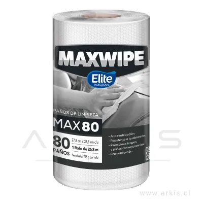 Paño de Limpieza Reutilizable Maxwipe Max 80 Rollo 80 Unidades Blanco