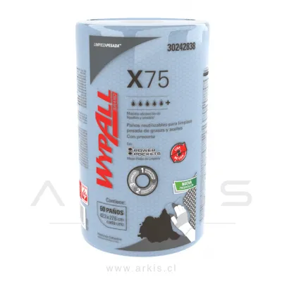 Paño de Limpieza WyPall X-75 Rollo de 60 Pañitos
