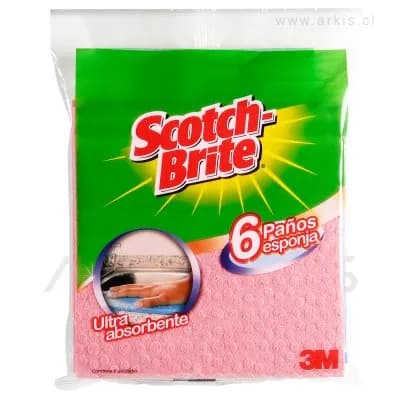 Paño Esponja 3M Scotch Brite Absorbente 6 Unidades
