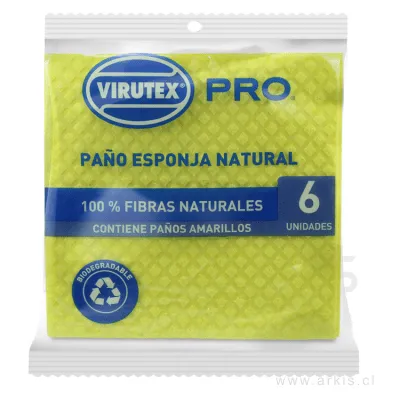 Paño Esponja Virutex Pro 18x18 cm Amarillo 6 Unidades