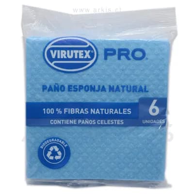 Paño Esponja Virutex Pro 18x18 cm Celeste 6 Unidades