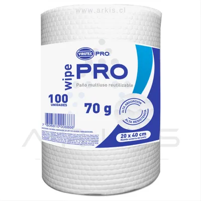 Paño Reutilizable Virutex Pro Multiuso 20X40 cm Bobina de 100 Hojas
