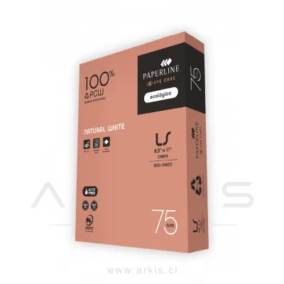 Papel Fotocopia Paperline Reciclado Blanco Carta 75g 500 Hojas