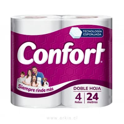 Papel Higiénico Confort Doble Hoja 4 Rollos 24 m