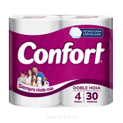 Papel Higiénico Confort Doble Hoja 4 Rollos 30 m