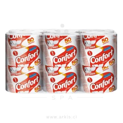 Papel Higiénico Confort Hoja Simple 12 Rollos 50 m