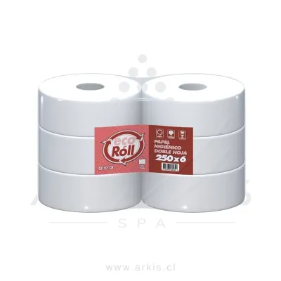 Papel Higiénico Ecoroll Doble Hoja 6 Rollos 250 m
