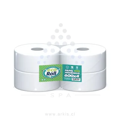 Papel Higiénico Ecoroll Hoja Simple 4 Rollos 600 m