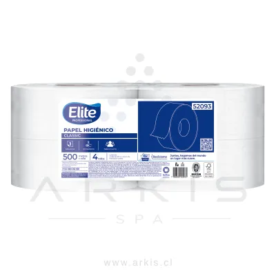 Papel Higiénico Elite Classic Hoja Simple 4 Rollos 500 m