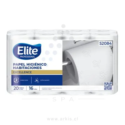 Papel Higiénico Elite Excellence Habitaciones Doble Hoja 16 Rollos 20 M