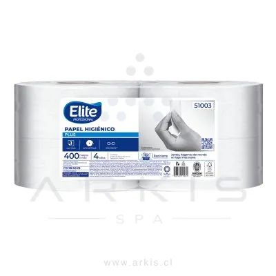 Papel Higiénico Elite Plus Hoja Simple 4 Rollos 400 m