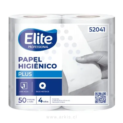 Papel Higiénico Elite Plus Hoja Simple 4 Rollos 50 m