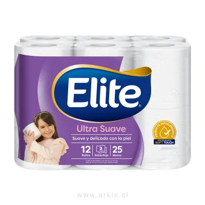 Papel Higiénico Elite Ultra Suave Doble Hoja 12 Rollos 25 m