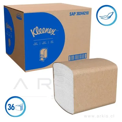 Papel Higiénico Kleenex Interfoliado Doble Hoja 36 Paquetes de 250 Unidades
