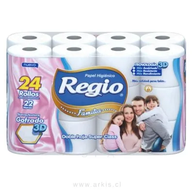 Papel Higiénico Regio Familia Doble Hoja 24 Rollos 22 m