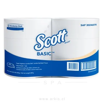 Papel Higiénico Scott Basic Hoja Simple 6 Rollos 550 M