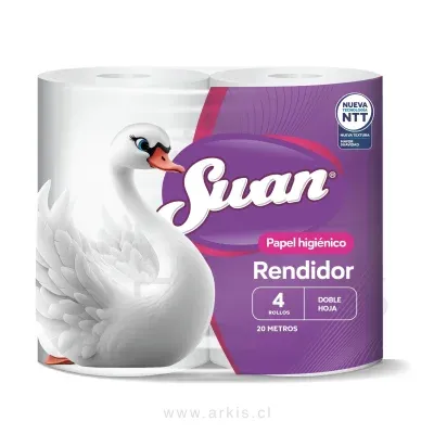 Papel Higiénico Swan Rendidor Doble Hoja 4 Rollos 20 m