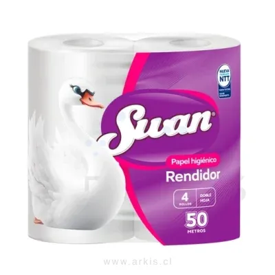 Papel Higiénico Swan Rendidor Doble Hoja 4 Rollos 50 m