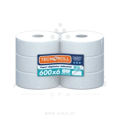 Papel Higiénico Tecnoroll Hoja Simple 6 Rollos 600 m