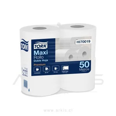 Papel Higiénico Tork Maxi Rollo Premium Doble Hoja 4 Rollos 50 m
