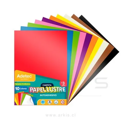 Papel Lustre Adhesivo Adetec 920 A4 10 Colores