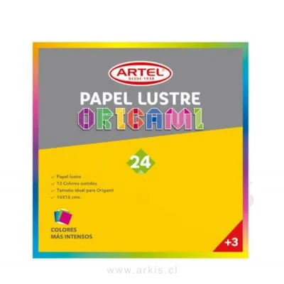 Papel Lustre Artel Origami 16x16 cm 24 Hojas