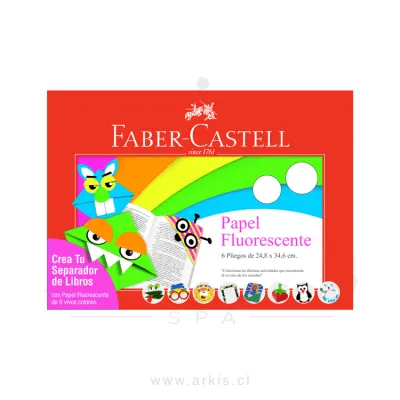 Papel Lustre Faber-Castell Carpeta Arte Fluorescente 24.8X34.6 cm Surtidos 6 Pliegos
