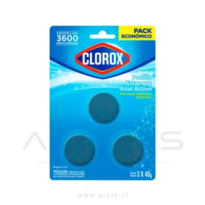 Pastilla Estanque Clorox Azul 40 g 3 Unidades