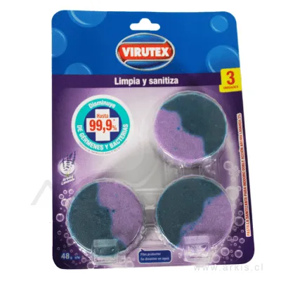 Pastilla Estanque Virutex 48 g Lavanda Display de 3 Unidades
