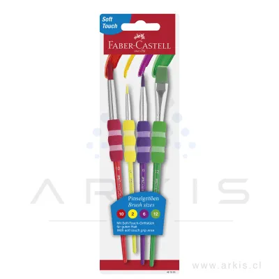Pincel Faber Castell Set de 4 Unidades con Grip