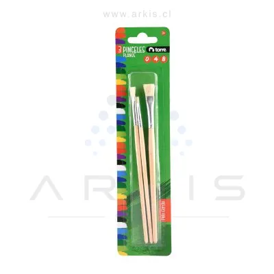 Pincel Torre Plano N° 0-4-8 Set 3 Unidades