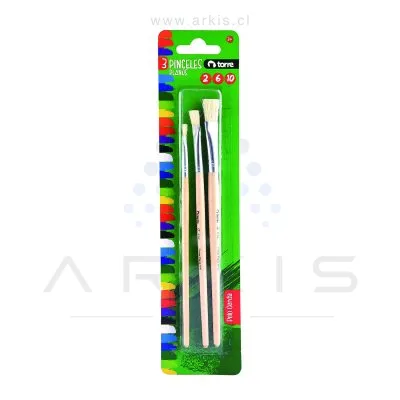 Pincel Torre Plano N° 2-6-10 Set 3 Unidades