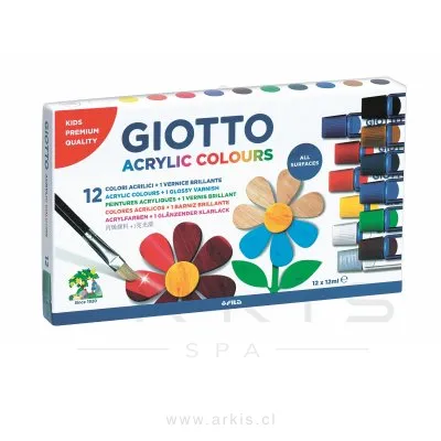 Pintura Acrílica Giotto 12 Ml 12 Colores + 1 Barniz Brillante