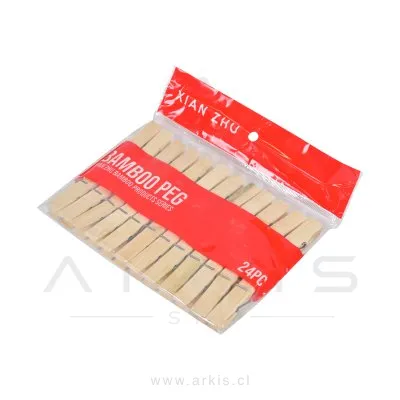 Pinzas para Ropa Latina Tipo Perro Madera 24 Unidades