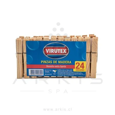 Pinzas para Ropa Virutex Madera 24 Unidades