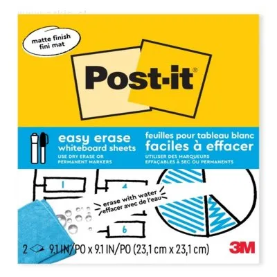 Pizarra Adhesiva 3M Post-it Easy Erase 23.1 x 23.1 cm 2 Unidades Blanco