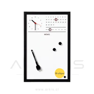 Planificador Magnético Bisilque con Reloj y Marco de Madera 30X45 Negro