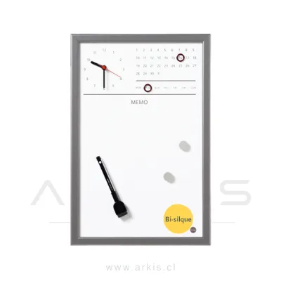 Planificador Magnético con Reloj y Marco de Madera 30X45 gris