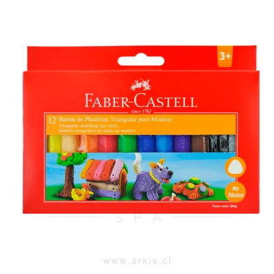Plasticina Faber Castell Jumbo Triangular Surtido 12 Colores