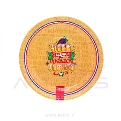 Plato de Cartón Feco Fechas Patrias a la Chilena 12 Unidades