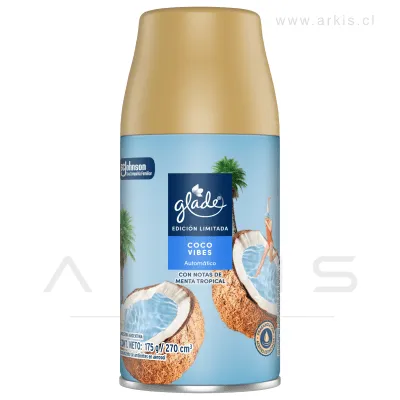 Repuesto Desodorante Ambiental Glade Automático Coco Vibes 270 ml