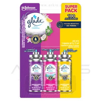 Repuesto Desodorante Ambiental Glade Toque Tripack 12 ml