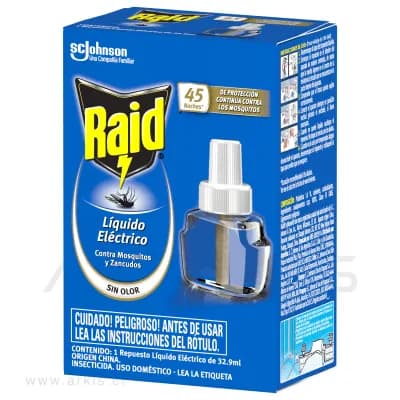 Repuesto Insecticida Líquido Raid Contra Mosquitos y Zancudos 32.9 ml