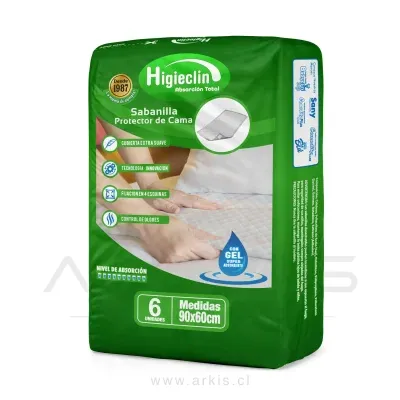 Sabanilla Higieclin Protector de Cama 90x60 cm 6 Unidades