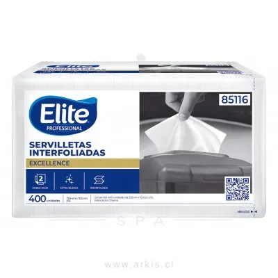 Servilleta Interfoliada Elite Excellence Doble Hoja 10.5x21.6 cm 400 Unidades