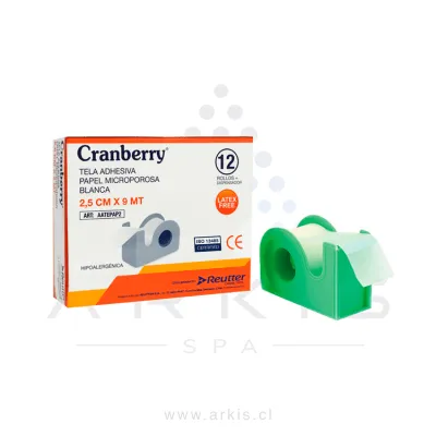 Tela Adhesiva Cranberry con Dispensador Caja de 12 Rollos