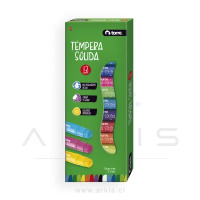Témpera Torre Sólida 12 colores 10 g x Stick