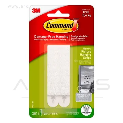 Tira Sujeta Cuadros 3M Command Angostas