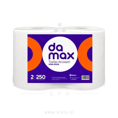 Toalla de Papel Damax 2 Rollos 250 M Hoja Simple